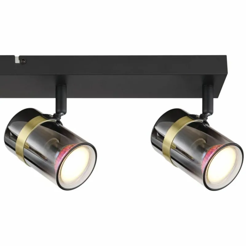 Suspension Verre Fumé-Luminaires Globo Lighting Plafonnier Globo TRABBY Noir, 4 lumières