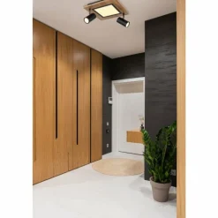 Lampes En Bois-Luminaires Globo Lighting Plafonnier Globo ULLA Couleur bois, Noir, 3 lumières