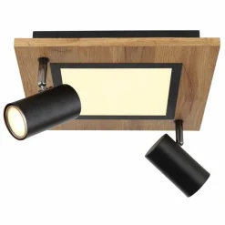 Lampes En Bois-Luminaires Globo Lighting Plafonnier Globo ULLA Couleur bois, Noir, 3 lumières