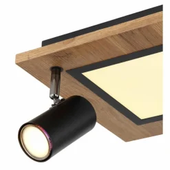 Lampes En Bois-Luminaires Globo Lighting Plafonnier Globo ULLA Couleur bois, Noir, 3 lumières