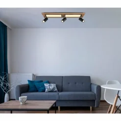 Lampes En Bois-Luminaires Globo Lighting Plafonnier Globo ULLA Couleur bois, Noir, 4 lumières