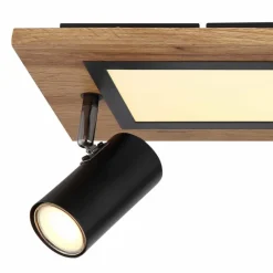 Lampes En Bois-Luminaires Globo Lighting Plafonnier Globo ULLA Couleur bois, Noir, 4 lumières