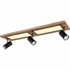 Lampes En Bois-Luminaires Globo Lighting Plafonnier Globo ULLA Couleur bois, Noir, 4 lumières