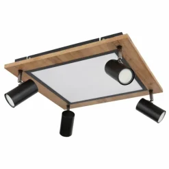 Lampes En Bois-Luminaires Globo Lighting Plafonnier Globo ULLA Couleur bois, Noir, 5 lumières