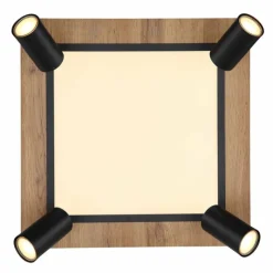 Lampes En Bois-Luminaires Globo Lighting Plafonnier Globo ULLA Couleur bois, Noir, 5 lumières