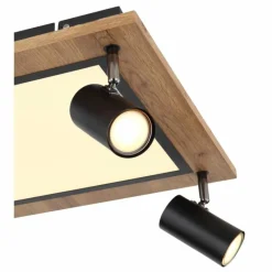 Lampes En Bois-Luminaires Globo Lighting Plafonnier Globo ULLA Couleur bois, Noir, 5 lumières