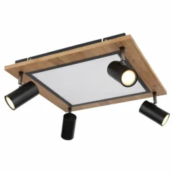 Lampes En Bois-Luminaires Globo Lighting Plafonnier Globo ULLA Couleur bois, Noir, 5 lumières