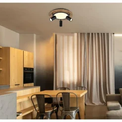 Lampes En Bois-Luminaires Globo Lighting Plafonnier Globo ULLA Couleur bois, Noir, 4 lumières