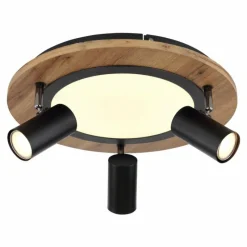 Lampes En Bois-Luminaires Globo Lighting Plafonnier Globo ULLA Couleur bois, Noir, 4 lumières
