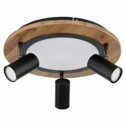 Lampes En Bois-Luminaires Globo Lighting Plafonnier Globo ULLA Couleur bois, Noir, 4 lumières