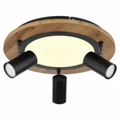 Lampes En Bois-Luminaires Globo Lighting Plafonnier Globo ULLA Couleur bois, Noir, 4 lumières