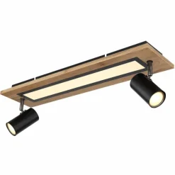 Lampes En Bois-Luminaires Globo Lighting Plafonnier Globo ULLA LED Couleur bois, Noir, 1 lumière