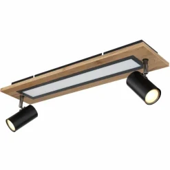 Lampes En Bois-Luminaires Globo Lighting Plafonnier Globo ULLA LED Couleur bois, Noir, 1 lumière