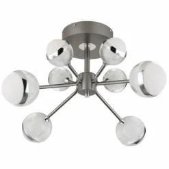 Luminaires Globo Lighting Plafonnier Globo UNTSY LED Chrome, Titane, 1 lumière, Télécommandes* Éclairage Led