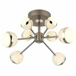 Luminaires Globo Lighting Plafonnier Globo UNTSY LED Chrome, Titane, 1 lumière, Télécommandes* Éclairage Led