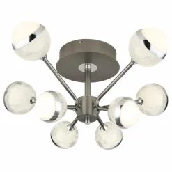 Luminaires Globo Lighting Plafonnier Globo UNTSY LED Chrome, Titane, 1 lumière, Télécommandes* Éclairage Led