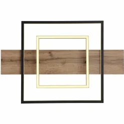 Lampes En Bois-Luminaires Globo Lighting Plafonnier Globo VANNI LED Couleur bois, Noir, 1 lumière