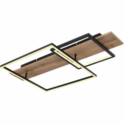 Lampes En Bois-Luminaires Globo Lighting Plafonnier Globo VANNI LED Couleur bois, Noir, 1 lumière