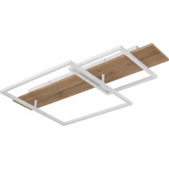 Lampes En Bois-Luminaires Globo Lighting Plafonnier Globo VANNI LED Couleur bois, Blanc, 1 lumière