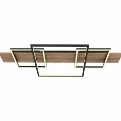 Lampes En Bois-Luminaires Globo Lighting Plafonnier Globo VANNI LED Couleur bois, Noir, 1 lumière