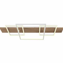 Lampes En Bois-Luminaires Globo Lighting Plafonnier Globo VANNI LED Couleur bois, Blanc, 1 lumière