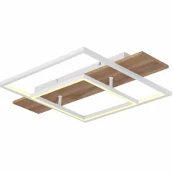 Lampes En Bois-Luminaires Globo Lighting Plafonnier Globo VANNI LED Couleur bois, Blanc, 1 lumière