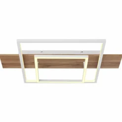 Lampes En Bois-Luminaires Globo Lighting Plafonnier Globo VANNI LED Couleur bois, Blanc, 1 lumière