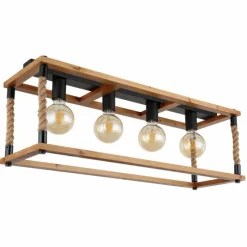 Style Boho-Chic-Luminaires Globo Lighting Plafonnier Globo VERNON Brun, Écru, Noir, 4 lumières