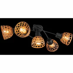 Style Boho-Chic-Luminaires Globo Lighting Plafonnier Globo WENNA Noir, 5 lumières