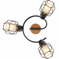 Lampes En Bois-Luminaires Globo Lighting Plafonnier Globo WILLA Bois foncé, Noir, 3 lumières