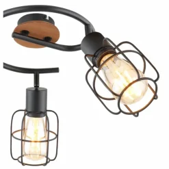 Lampes En Bois-Luminaires Globo Lighting Plafonnier Globo WILLA Bois foncé, Noir, 3 lumières