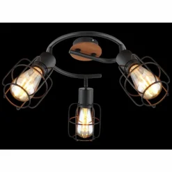 Lampes En Bois-Luminaires Globo Lighting Plafonnier Globo WILLA Bois foncé, Noir, 3 lumières