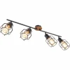 Lampes Vintages & Rétros-Luminaires Globo Lighting Plafonnier Globo WILLA Bois foncé, Noir, 4 lumières