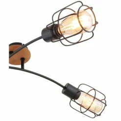 Lampes Vintages & Rétros-Luminaires Globo Lighting Plafonnier Globo WILLA Bois foncé, Noir, 4 lumières