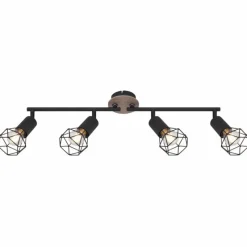 Lampes En Bois-Luminaires Globo Lighting Plafonnier Globo XARA Bois clair, Noir, 4 lumières