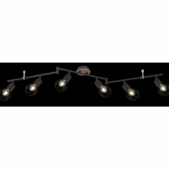 Lampes En Bois-Luminaires Globo Lighting Plafonnier Globo XARA Bois clair, Noir, 6 lumières