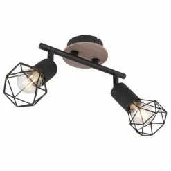Lampes En Bois-Luminaires Globo Lighting Plafonnier Globo XARA Couleur bois, Noir, 2 lumières