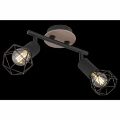 Lampes En Bois-Luminaires Globo Lighting Plafonnier Globo XARA Couleur bois, Noir, 2 lumières