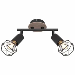 Lampes En Bois-Luminaires Globo Lighting Plafonnier Globo XARA Couleur bois, Noir, 2 lumières