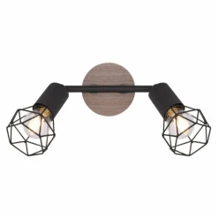 Lampes En Bois-Luminaires Globo Lighting Plafonnier Globo XARA Couleur bois, Noir, 2 lumières