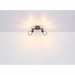 Lampes En Bois-Luminaires Globo Lighting Plafonnier Globo XARA Couleur bois, Noir, 2 lumières