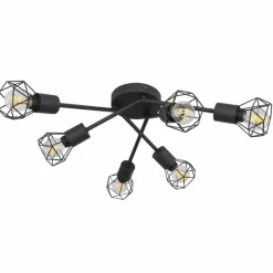 Lampes Vintages & Rétros-Luminaires Globo Lighting Plafonnier Globo XARA I Noir, 6 lumières