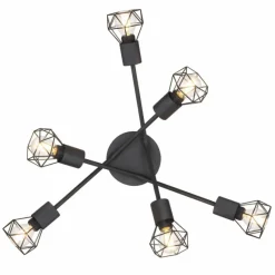 Lampes Vintages & Rétros-Luminaires Globo Lighting Plafonnier Globo XARA I Noir, 6 lumières