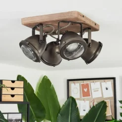 Lampes Vintages & Rétros-hofstein Plafonnier Glostrup Brun, Acier inoxydable, 4 lumières