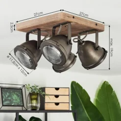 Lampes Vintages & Rétros-hofstein Plafonnier Glostrup Brun, Acier inoxydable, 4 lumières