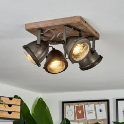 Lampes Vintages & Rétros-hofstein Plafonnier Glostrup Brun, Acier inoxydable, 4 lumières