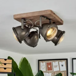 Lampes Vintages & Rétros-hofstein Plafonnier Glostrup Brun, Acier inoxydable, 4 lumières