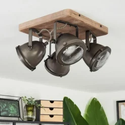 Lampes Vintages & Rétros-hofstein Plafonnier Glostrup Brun, Acier inoxydable, 4 lumières