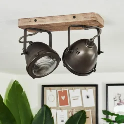 Luminaires Rustiques-hofstein Plafonnier Glostrup Brun, Acier inoxydable, 2 lumières