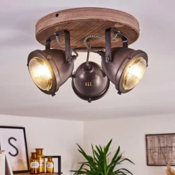 Lampes Industrielles-hofstein Plafonnier Glostrup Brun, Acier inoxydable, 3 lumières